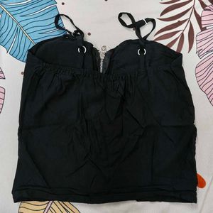 Black Corset Top with Zipper
