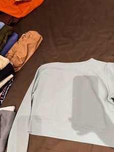 Light Blue Cropped Long Sleeve Top