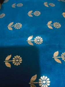 Teal Blue silk Brocade Dress Material 5.50 meter