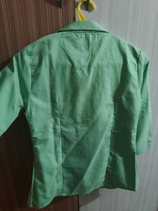 Light Green Collared Button-Up Top