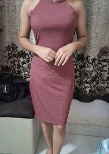 Ribbed Halter Neck Bodycon Dress