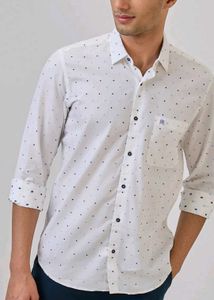 Raymond Stylish White Polka Dot Shirt high quality
