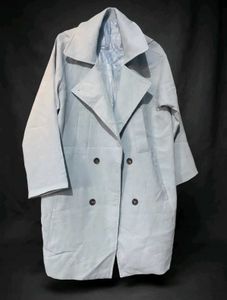 Light Blue Double-Breasted Trench Coat