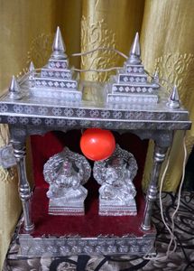 German Silver Lakshmi Ganesha Idol With Mandir