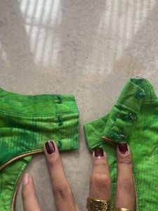 Green Printed Cold Shoulder Blouse