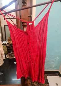 Red Printed Spaghetti Strap top