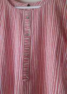 Striped Red Cotton Kurti