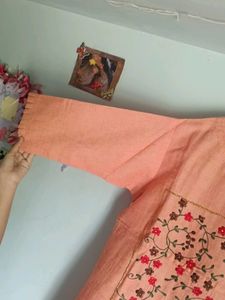 Peach Embroidered Anarkali Gown