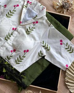 Floral Print Readymade Saree Blouse