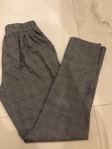 High-Waisted Plaid Trousers