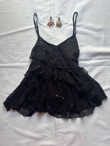 Sparkly Tiered Spaghetti Strap Top