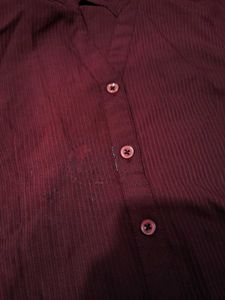 Fitted Maroon Button-Down Shirt