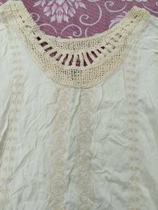 Cream Kurta with Elegant Neckline