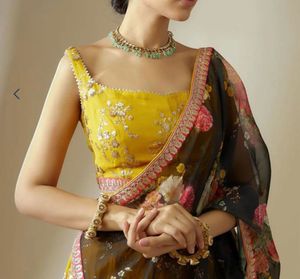 Yellow Lehenga Choli with Floral Dupatta