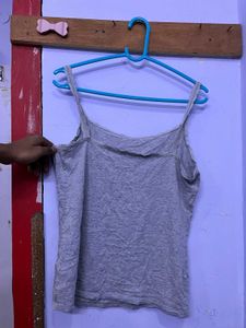 Grey Lace Trim Camisole Top