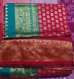 Exquisite Red &amp; Green Saree