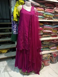 Wine Sequin Palazzo Suit Set 3pc S