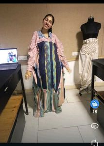 Patchwork shirt abaya