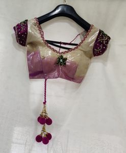 Purple And Offwhite Stitched Lehenga Choli Set
