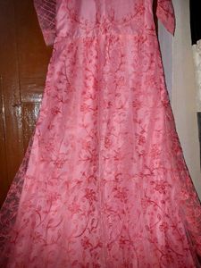 Elegant Pink Embroidered Gown 🩷 | New |