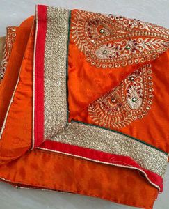 New stunning orange and beige saree🍋‍🟩