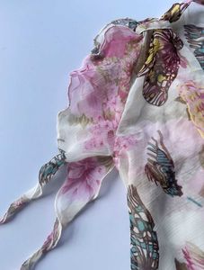 Sheer Butterfly &amp; Floral Print Top