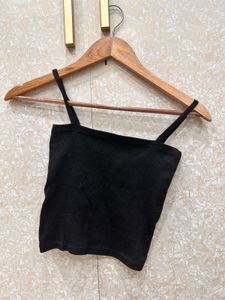 Black Spaghetti Strap Crop Top