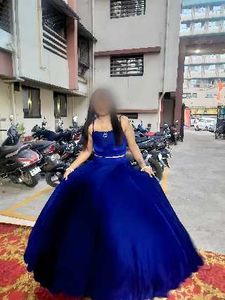 Royal Blue Velvet Lehenga Set