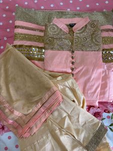 Elegant Pink &amp; Gold Kurta Set