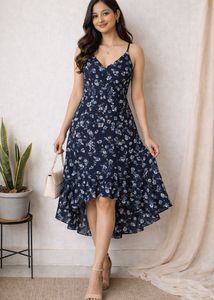 Floral High n Low Strap Dress