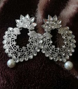 Silver Tone Statement Earrings