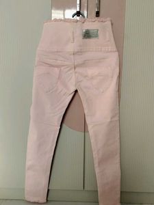 Pink High-Waisted Denim Jeans