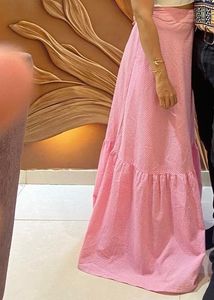 Pink Korean Gingham Maxi Skirt