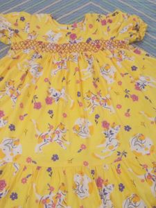 Adorable Yellow Cat Print Dress