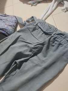Light Blue Belted Palazzo Pants