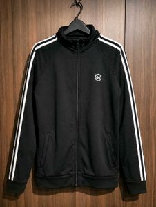 Black Track Jacket with White Stripes