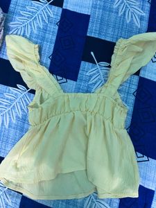 Cute Yellow Ruffle Strap Tank Top