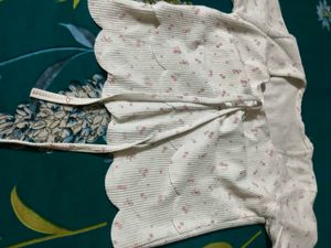 Cute Floral Print Ribbed Top