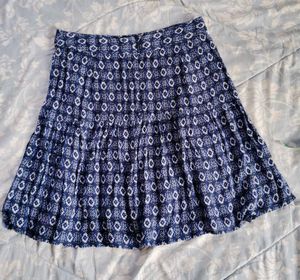 Boho Blue Print Mini Skirt