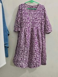 Purple Floral Print Kurta Only kurt