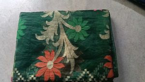 Green Floral Embroidered Saree
