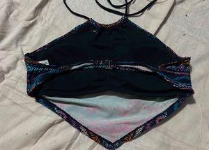 Patterned Padded Halter Bikini Top