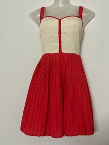 Pintresty Chic peach &amp; Cream Pleated Dress
