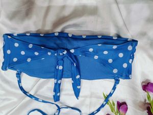 🇳🇿💫🎀Blue Polka Dot Bikini Top