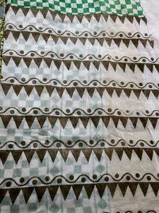 Classy And Beautiful White Printed Cotton Saree