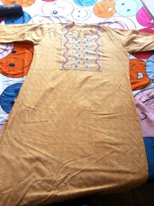 Yellow Embroidered Kurta