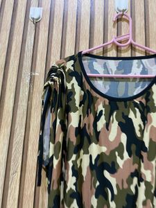 Camo Print Cold Shoulder Tunic l 31
