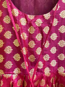 Elegant Pink Brocade Anarkali Dress