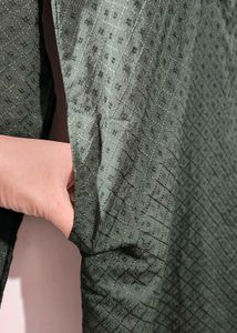 Green Textured Kurta