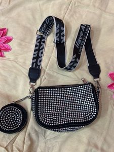 Black Shinestone Bag